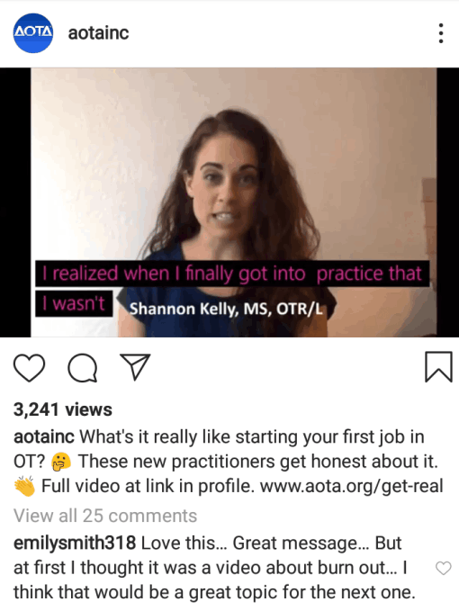 A woman speaks about starting an O.T. career